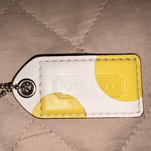 RARE Coach Poppy XL 3” Jumbo Hangtag - Yellow/White Abstract Leather